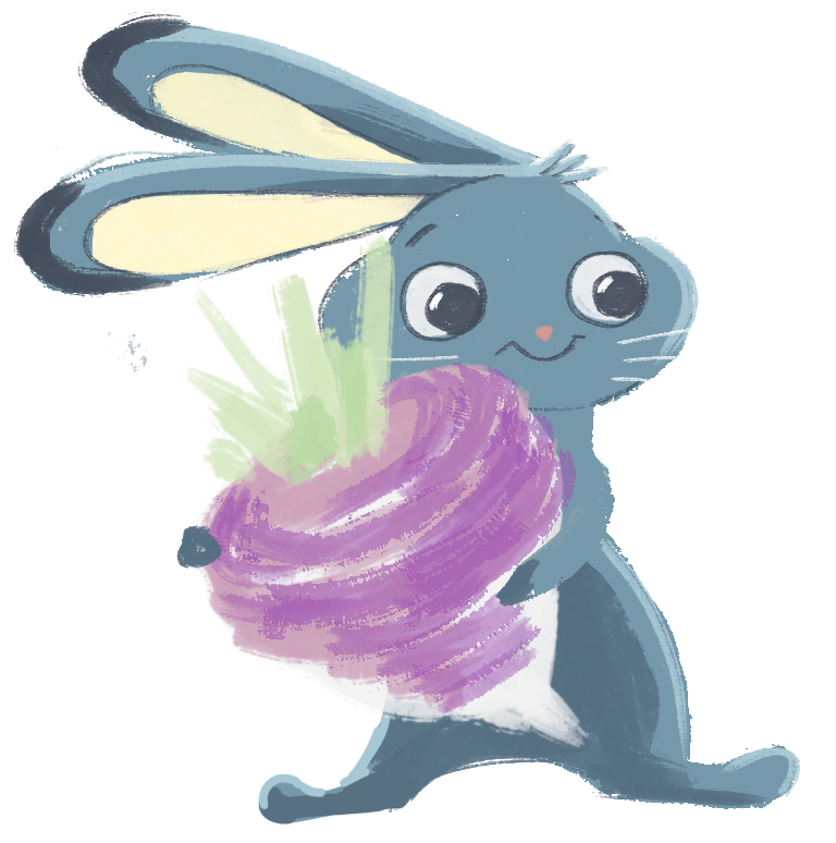 Lui c'est Grangris, le lapin qui n'aimait pas les carottes.